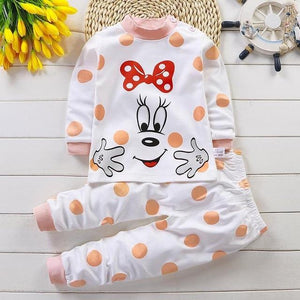 Baby Girl Cartoon Cat Pattern Pink Outfit