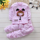 Baby Girl Cartoon Cat Pattern Pink Outfit