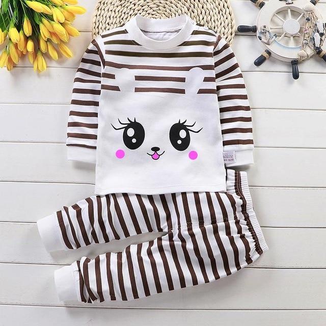 Baby Girl Cartoon Cat Pattern Pink Outfit