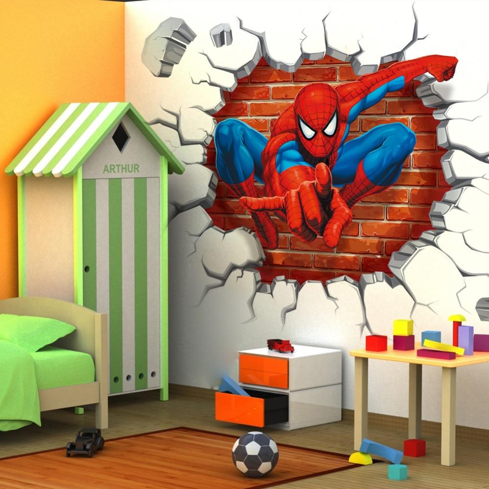 3D Effect Hero Spiderman Wall Stickers for kids rooms - Free Shipping