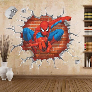 3D Effect Hero Spiderman Wall Stickers for kids rooms - Free Shipping